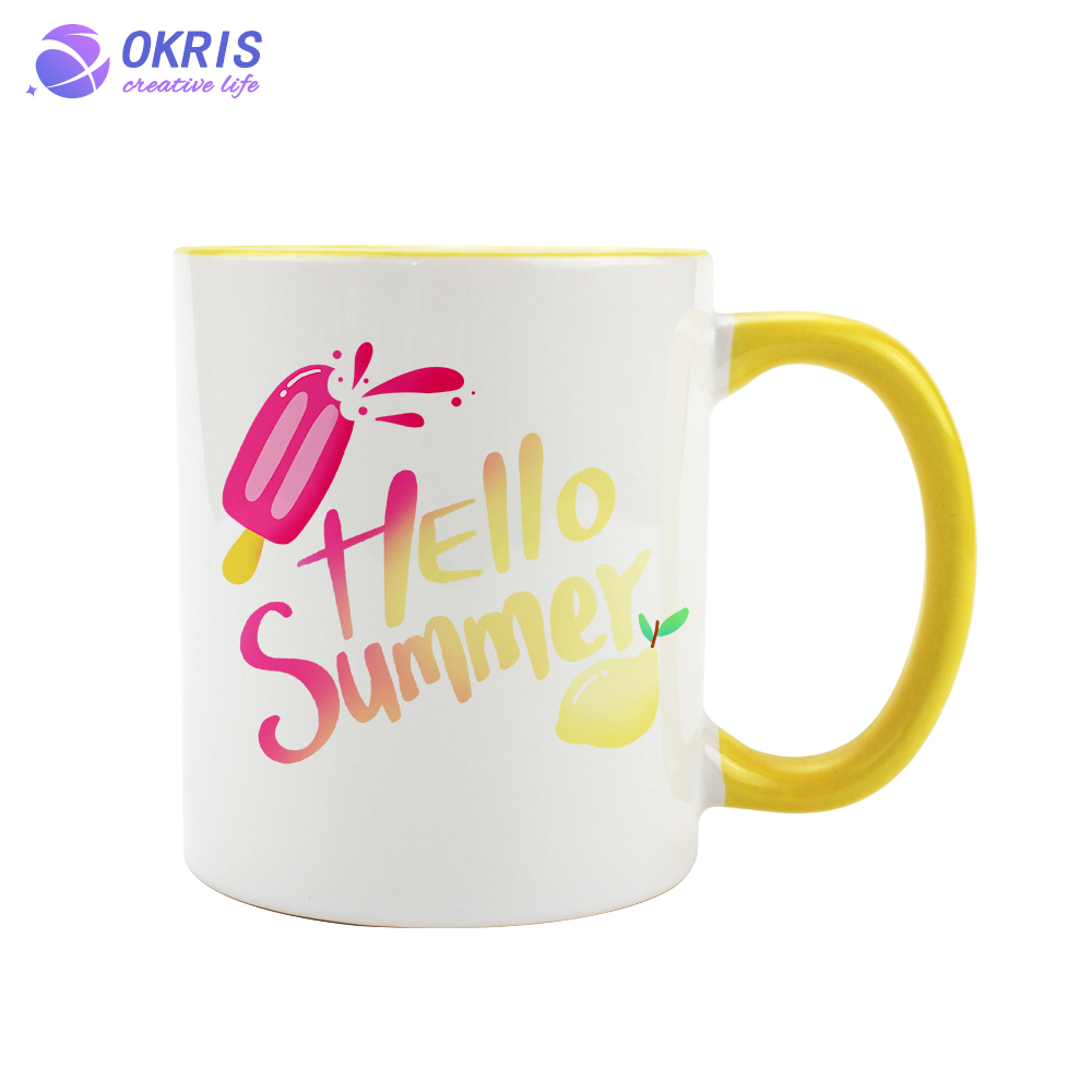White Ceramic Sublimation Mug - 11oz Blank Heat Transfer Mug for Custom Designs, Dishwasher Safe & Professional Printing