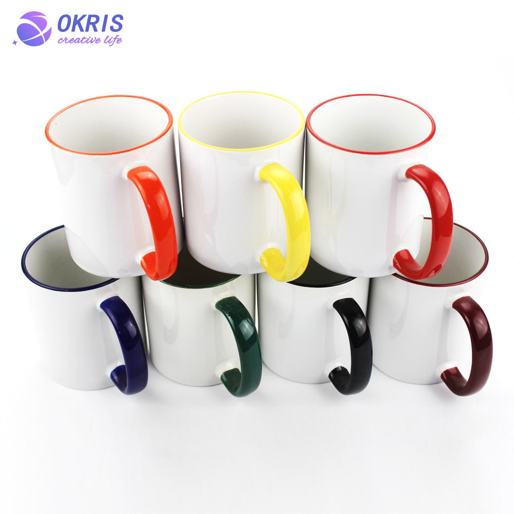 White Ceramic Sublimation Mug - 11oz Blank Heat Transfer Mug for Custom Designs, Dishwasher Safe & Professional Printing