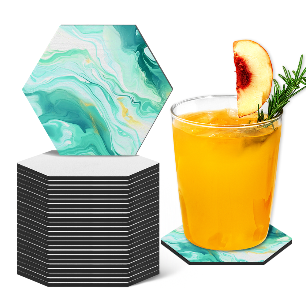 Custom Sublimation Blank Neoprene Cup Coaster - Heat Transfer Ready Drink Coasters for DIY Personalized Designs