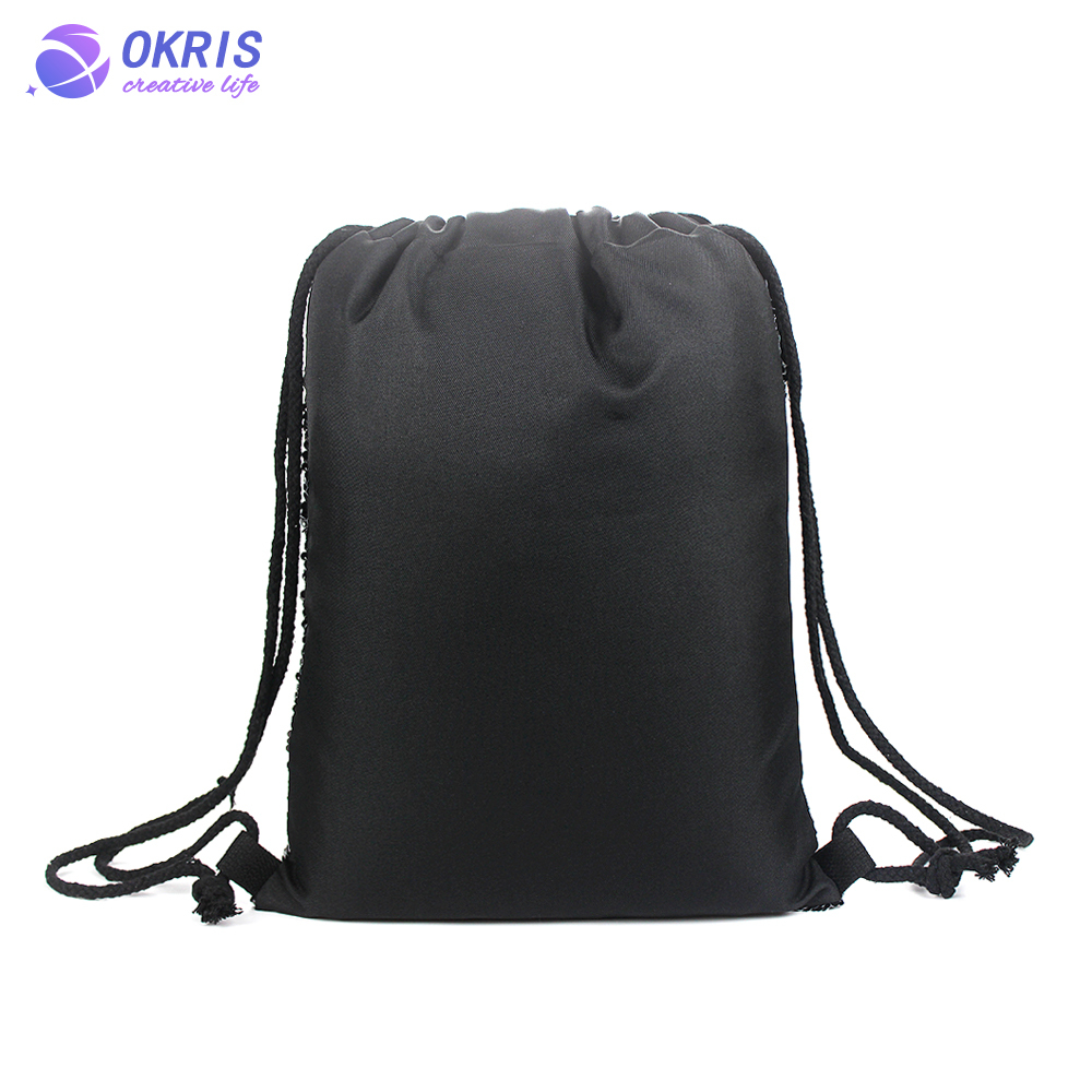 Custom Sublimation Sequin Drawstring Bag - Heat Transfer Polyester Blank for Gym, Beach & Party - Glitter Backpack for Sports/Travel