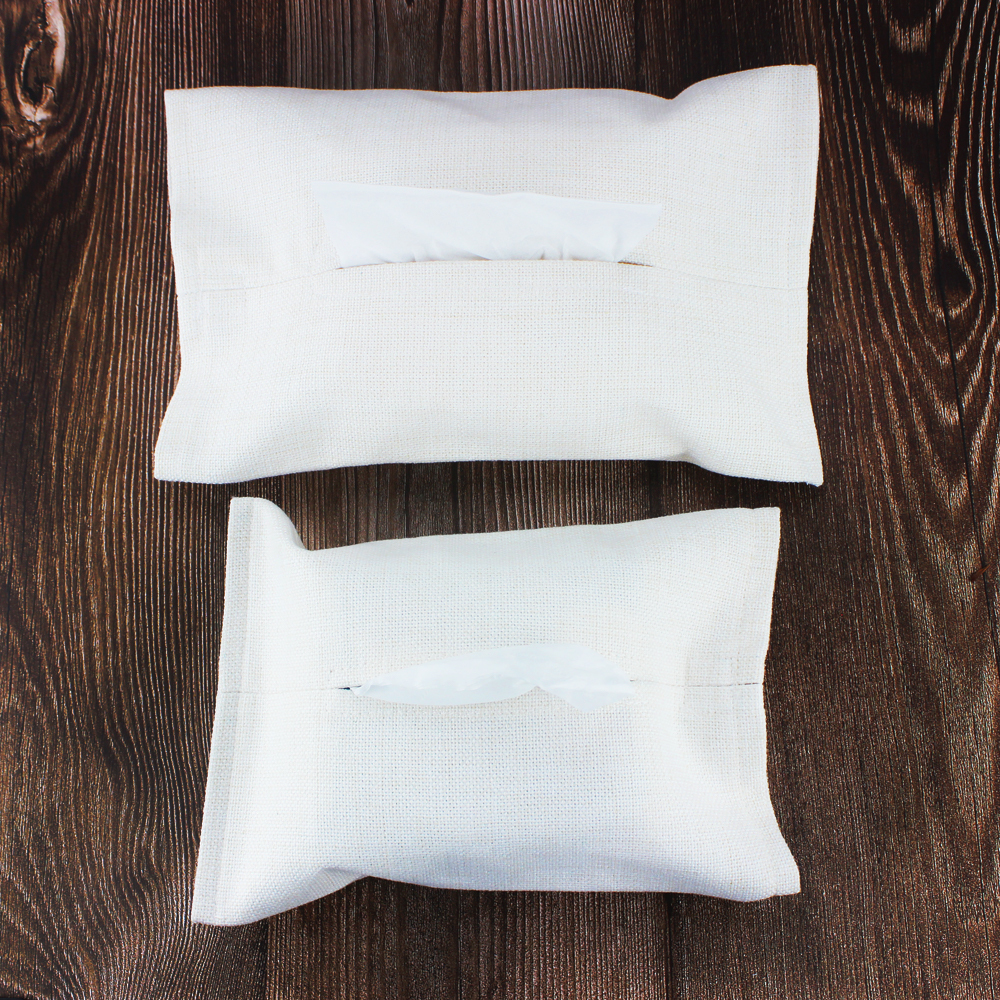 Sublimation Cotton Linen Napkin Holder & Blank White Tissue Bag: Personalized Heat Transfer Blanks for Home, Office & Car