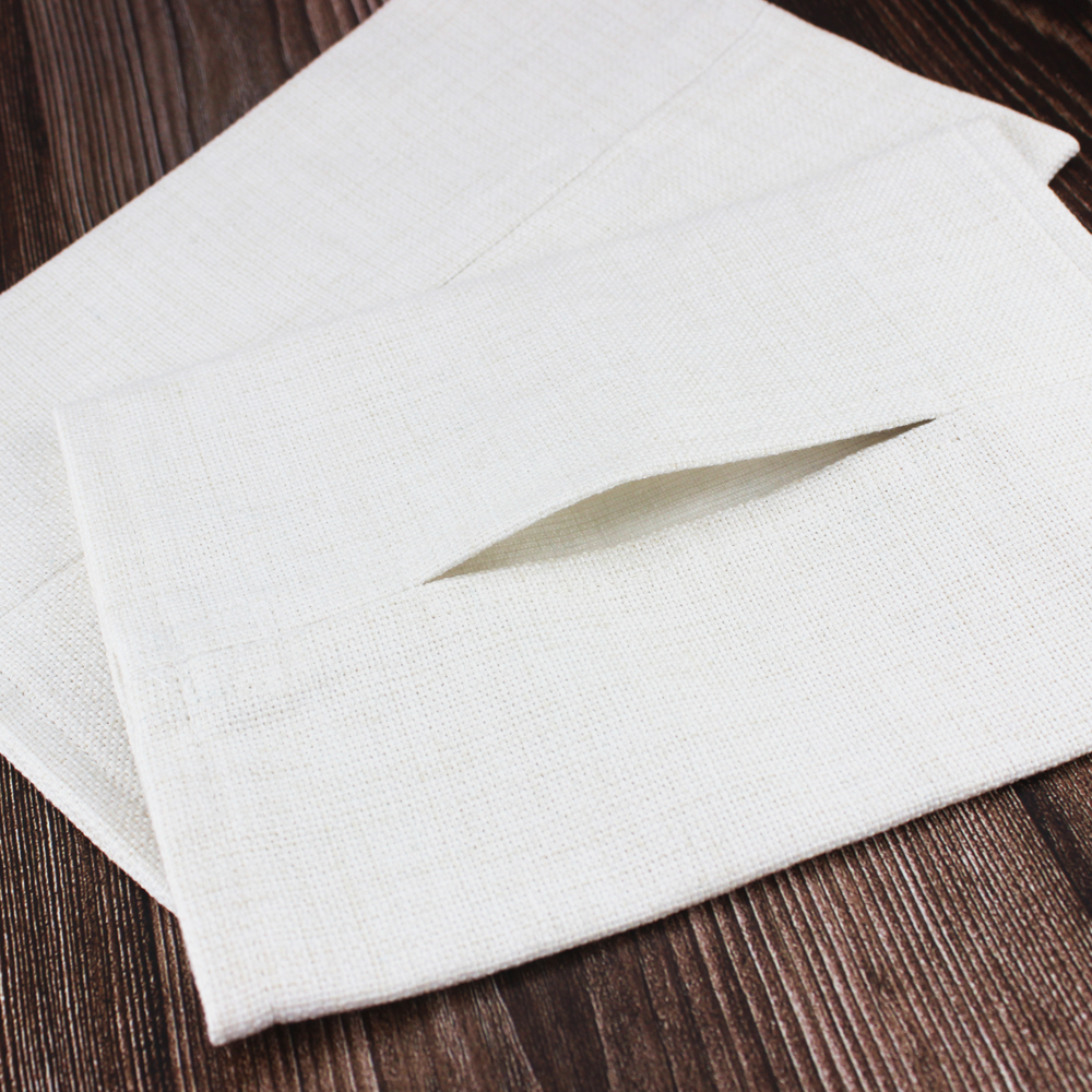 Sublimation Cotton Linen Napkin Holder & Blank White Tissue Bag: Personalized Heat Transfer Blanks for Home, Office & Car