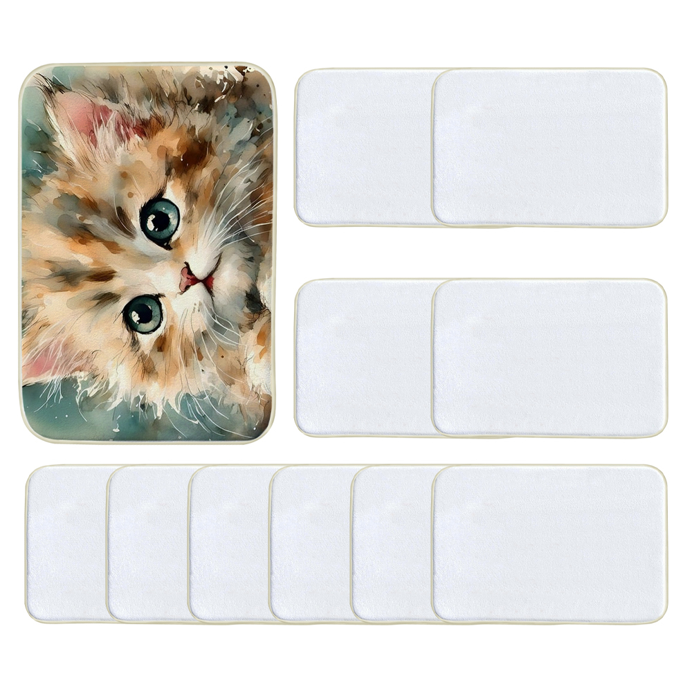 Personalized Non-Slip Absorbent Sublimation Pet Mat; DIY Heat Transfer Short Plush Door Mats