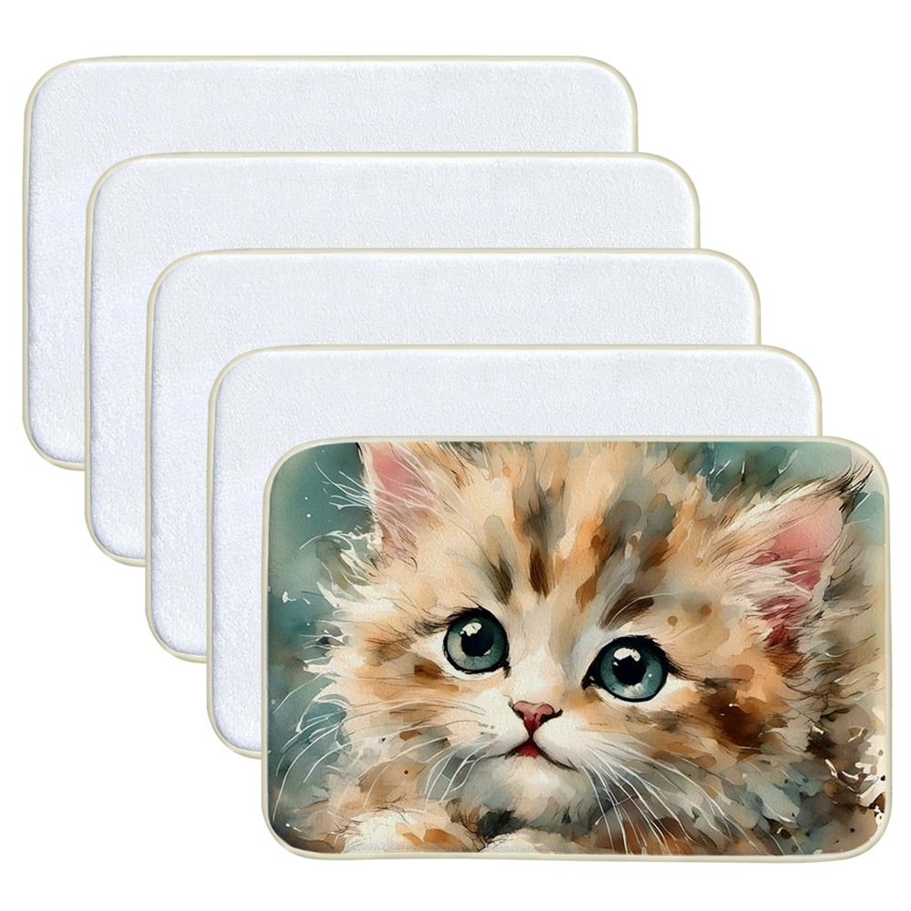 Personalized Non-Slip Absorbent Sublimation Pet Mat; DIY Heat Transfer Short Plush Door Mats