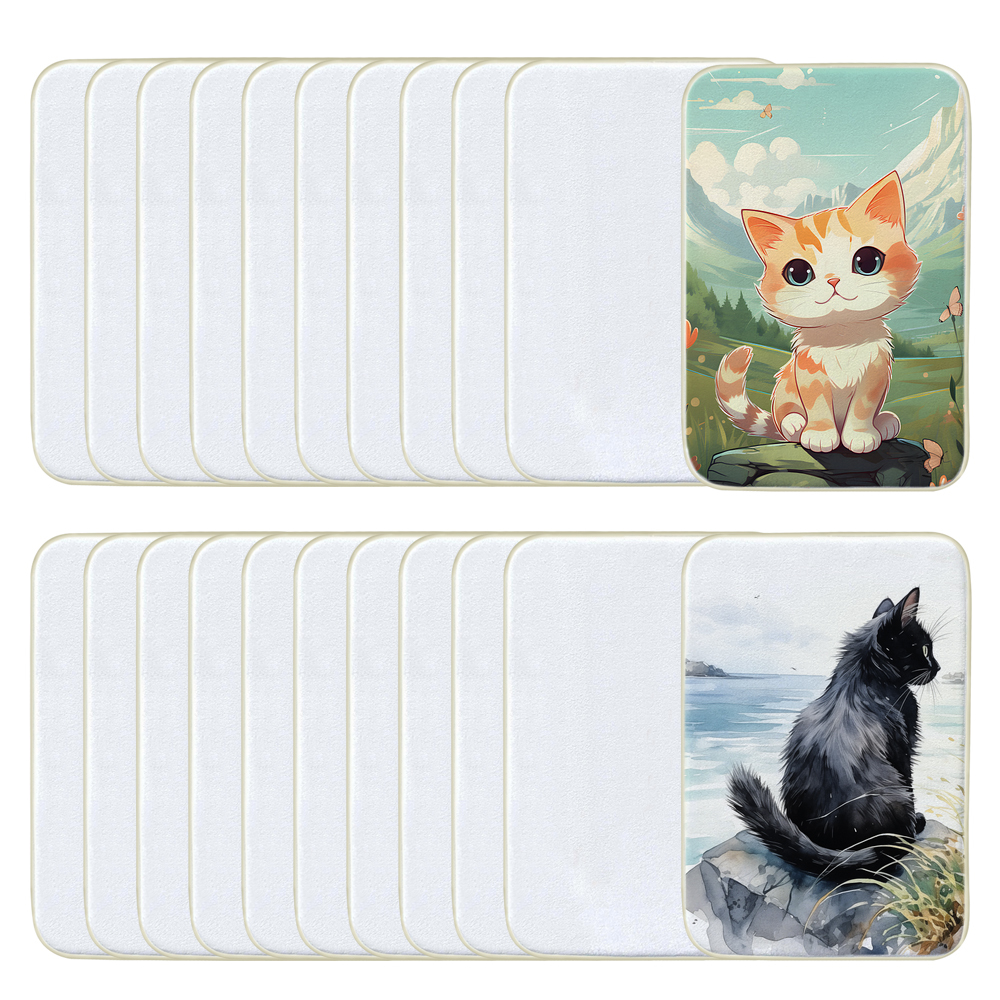 Personalized Non-Slip Absorbent Sublimation Pet Mat; DIY Heat Transfer Short Plush Door Mats