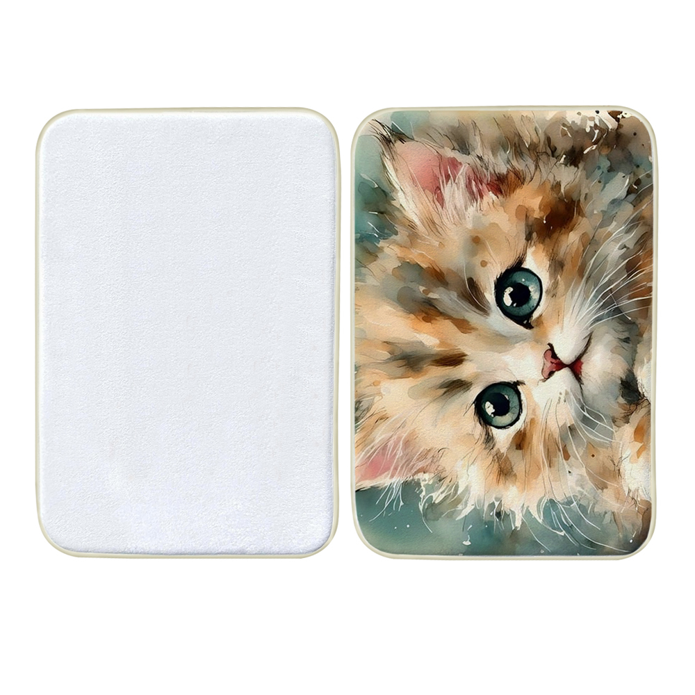 Personalized Non-Slip Absorbent Sublimation Pet Mat; DIY Heat Transfer Short Plush Door Mats