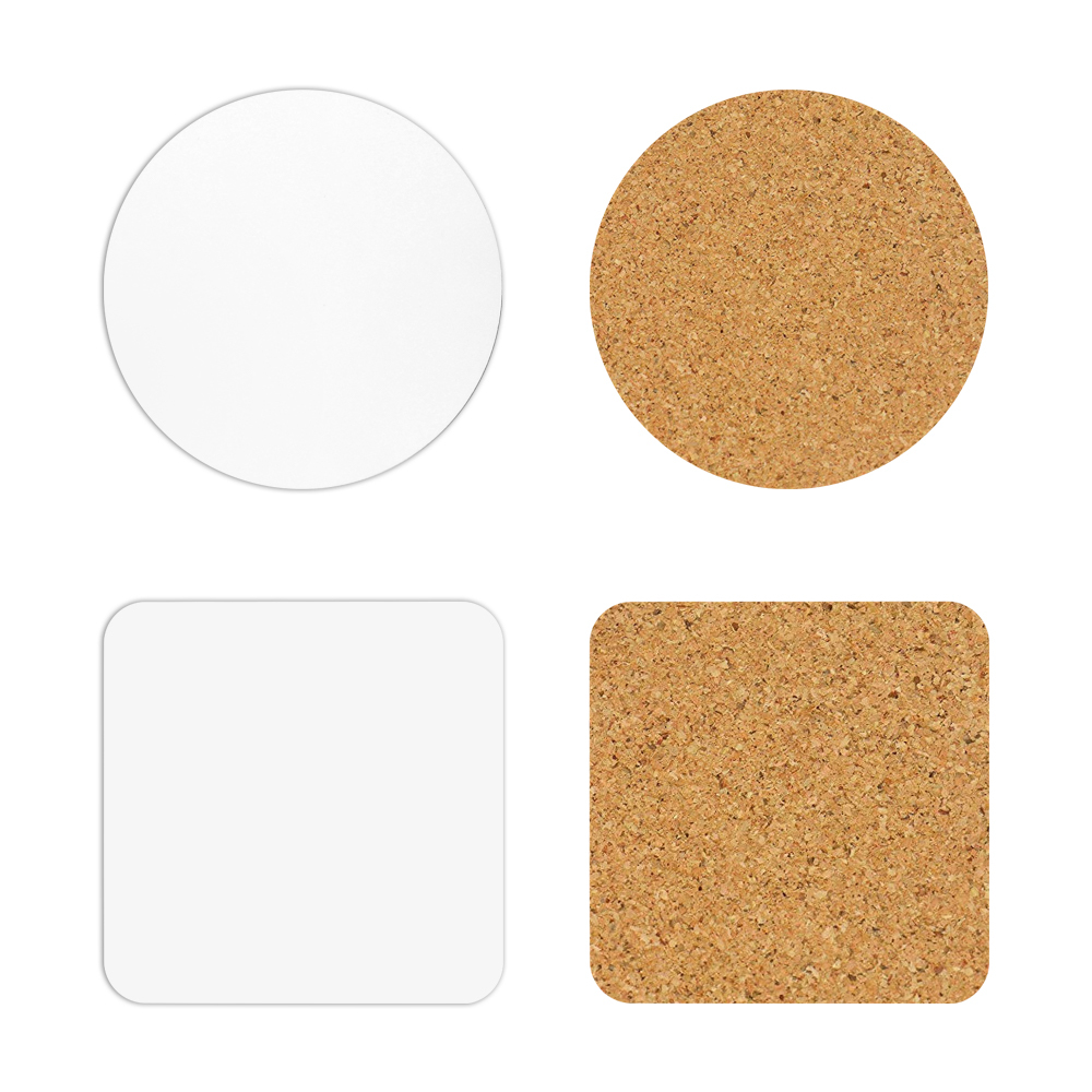 Personalized Sublimation Blank MDF Coaster with Cork-Backed; Wood Hardboard Coasters Blank for Heat Transfer