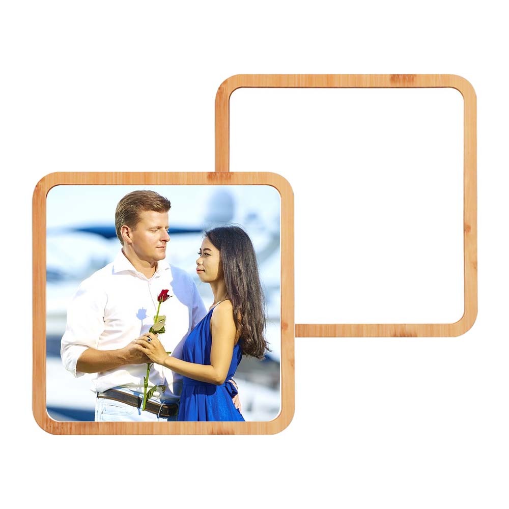 Personalized Sublimation Blank Bamboo Photo Frame with Metal Insert; DIY Heat TransferPhoto Panel Blank for Painting, Birthday, Wedding