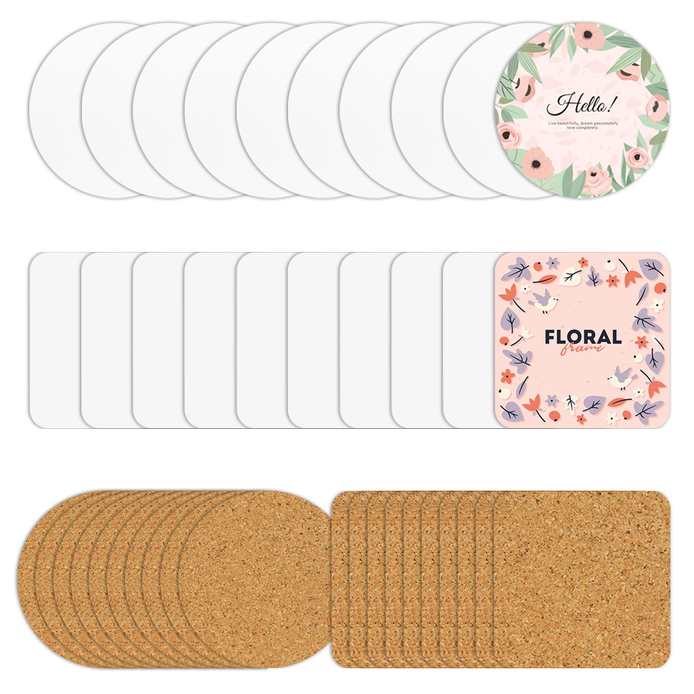 Personalized Sublimation Blank MDF Coaster with Cork-Backed; Wood Hardboard Coasters Blank for Heat Transfer