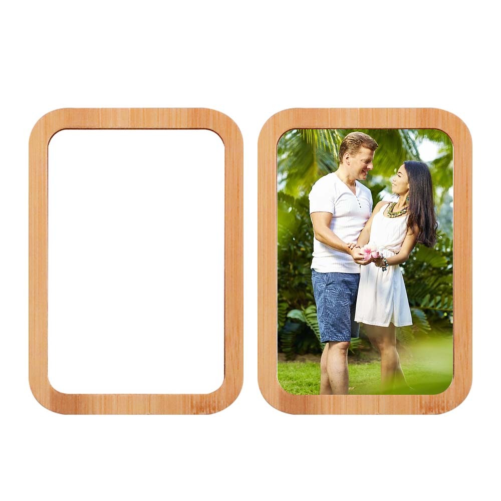 Personalized Sublimation Blank Bamboo Photo Frame with Metal Insert; DIY Heat TransferPhoto Panel Blank for Painting, Birthday, Wedding