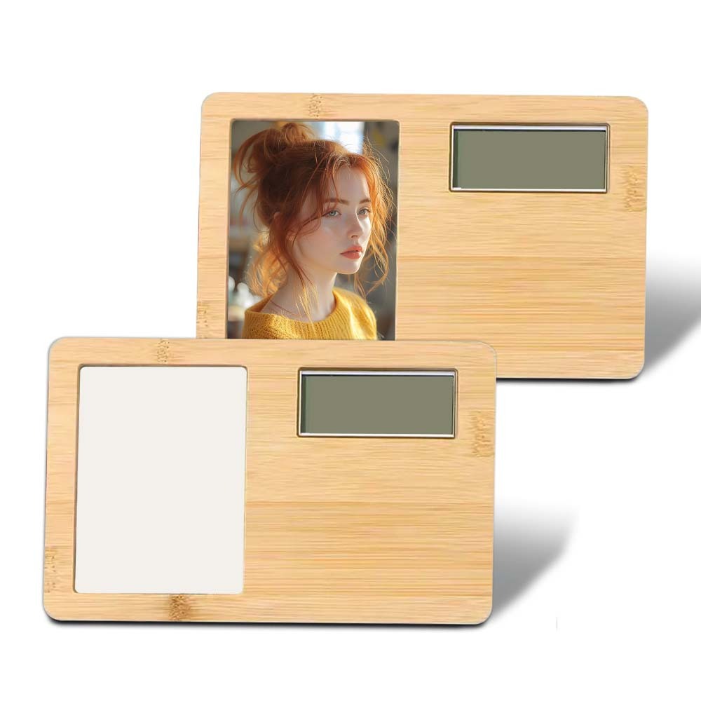 DIY Sublimation Bamboo Clock Photo Frame - Heat Transfer Blank Bamboo Photo Panel for Custom Design
