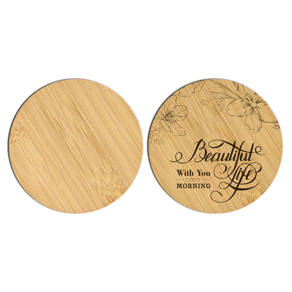 DIY Sublimation Blank Bamboo Coaster (Round & Square) - Heat Transfer Ready Bamboo Drink Coasters with Holder for Custom Designs