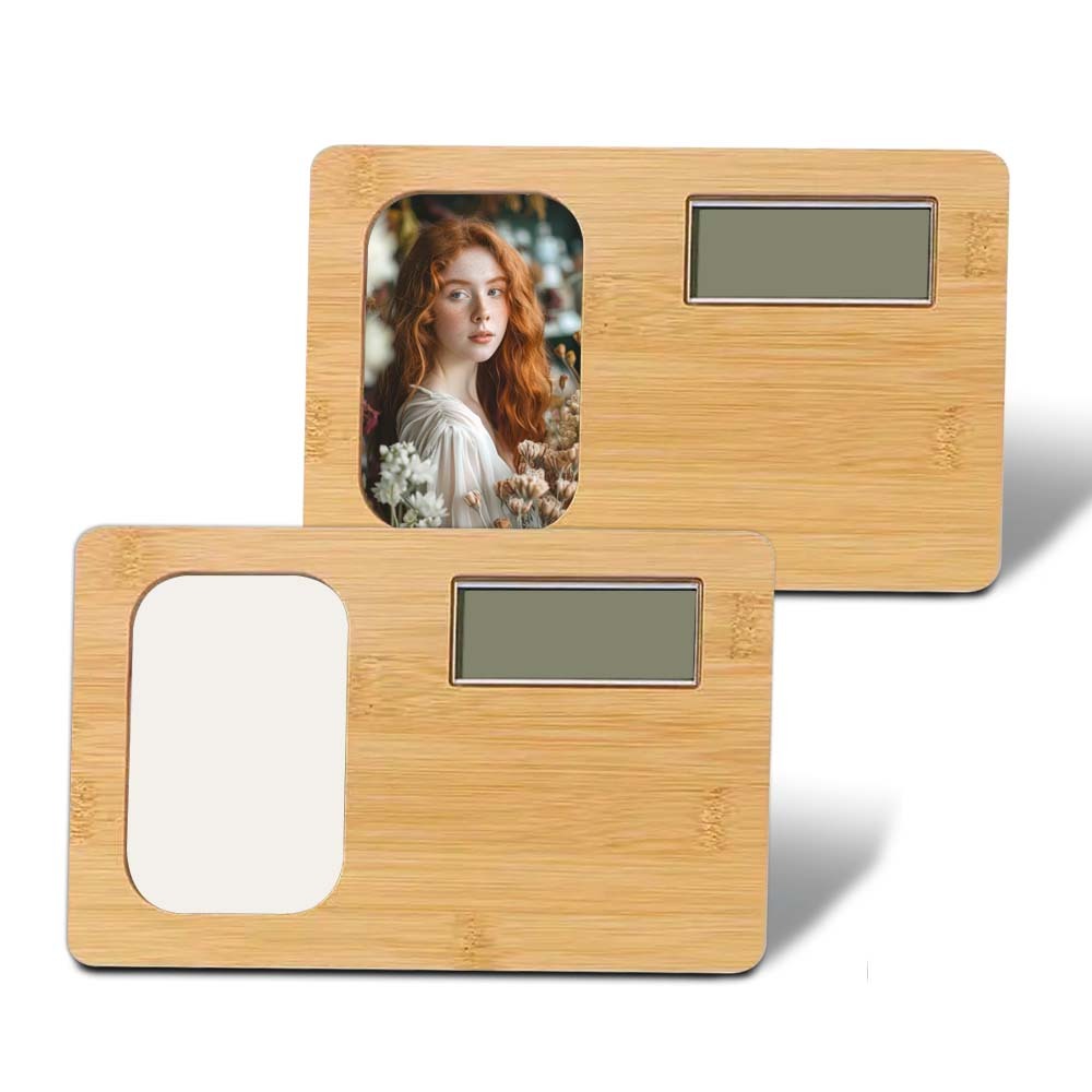 DIY Sublimation Bamboo Clock Photo Frame - Heat Transfer Blank Bamboo Photo Panel for Custom Design