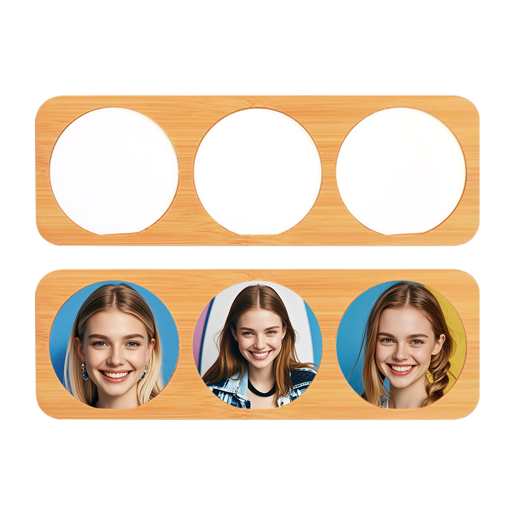DIY Sublimation Bamboo Three-Row Photo Frame - Heat Transfer Blank Bamboo Photo Panel for Custom Design
