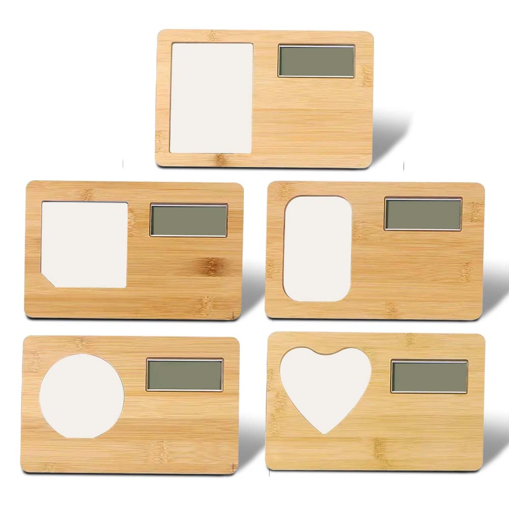 DIY Sublimation Bamboo Clock Photo Frame - Heat Transfer Blank Bamboo Photo Panel for Custom Design