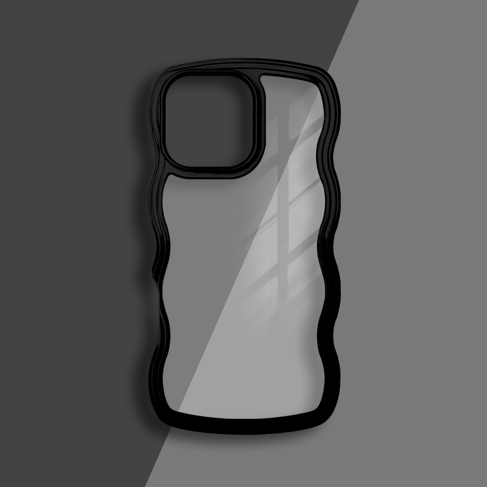 2-in-1 Wave Border Phone Case for iPhone Series - 7 Color Options, Shockproof Hard PC Back + Soft TPU Bumper Protective Cover