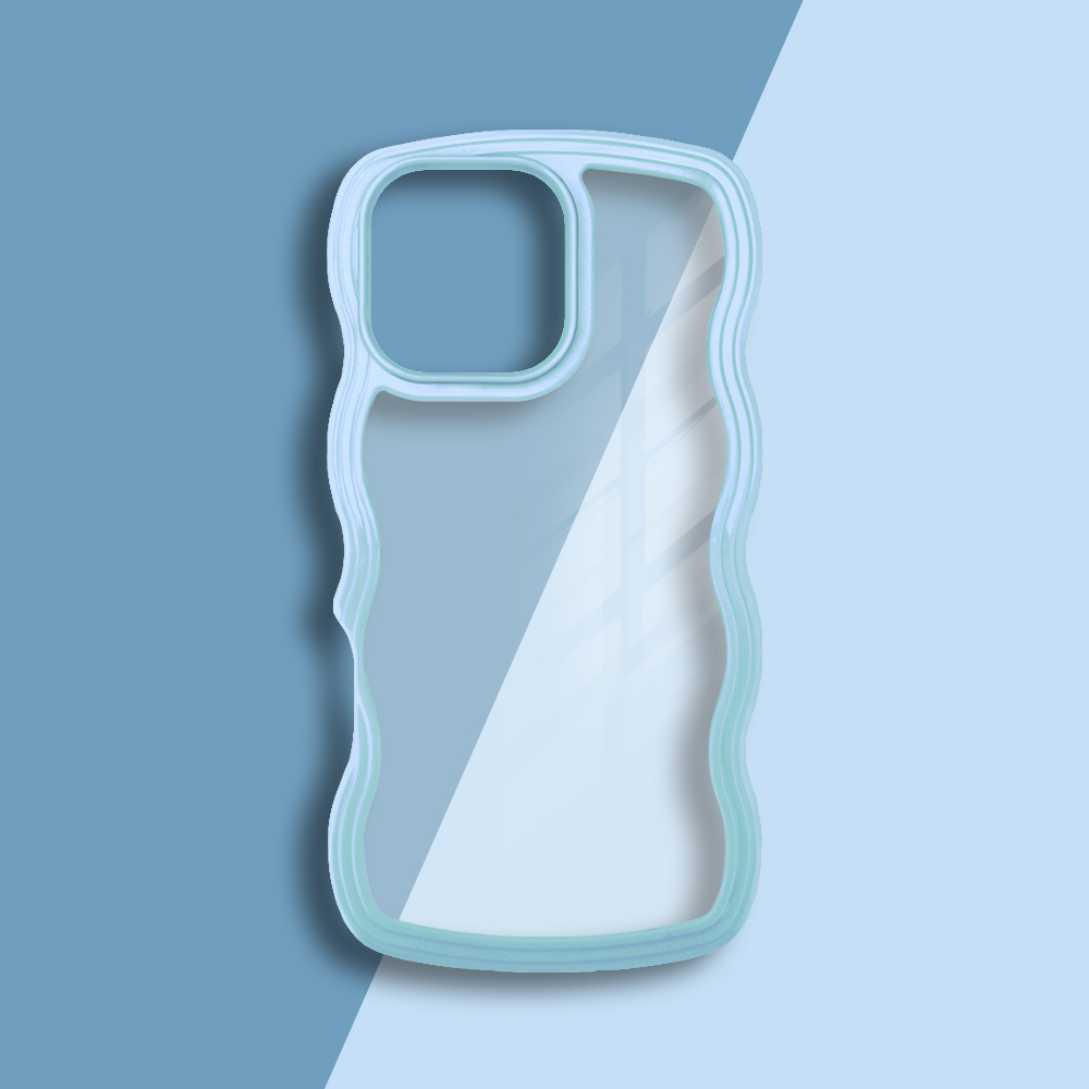 2-in-1 Wave Border Phone Case for iPhone Series - 7 Color Options, Shockproof Hard PC Back + Soft TPU Bumper Protective Cover
