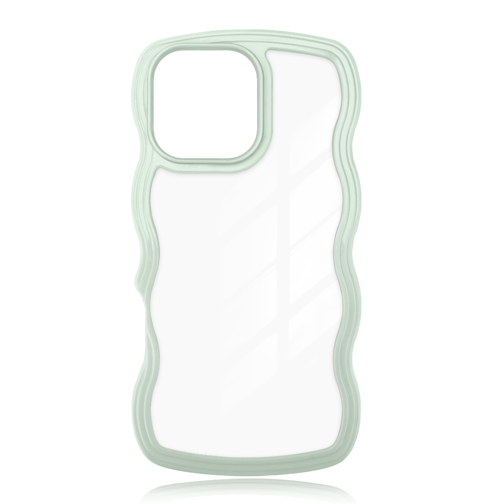 2-in-1 Wave Border Phone Case for iPhone Series - 7 Color Options, Shockproof Hard PC Back + Soft TPU Bumper Protective Cover