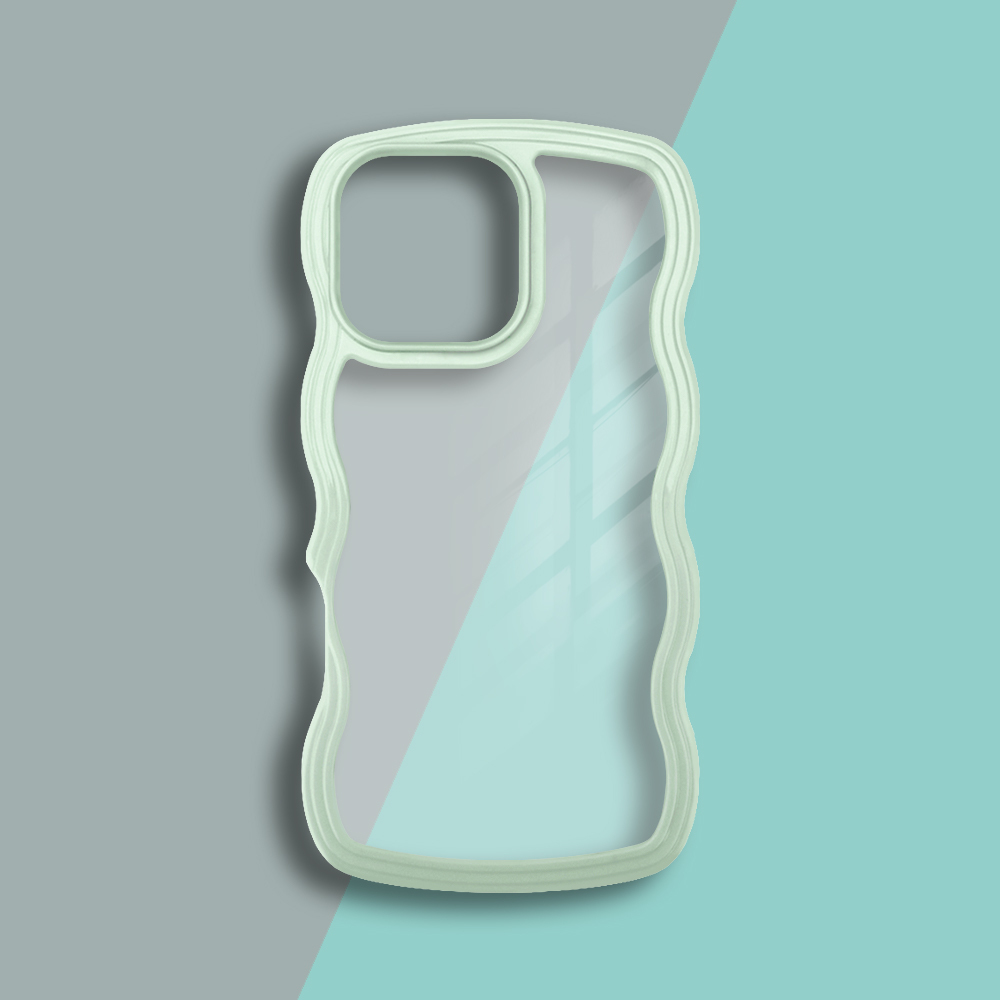 2-in-1 Wave Border Phone Case for iPhone Series - 7 Color Options, Shockproof Hard PC Back + Soft TPU Bumper Protective Cover