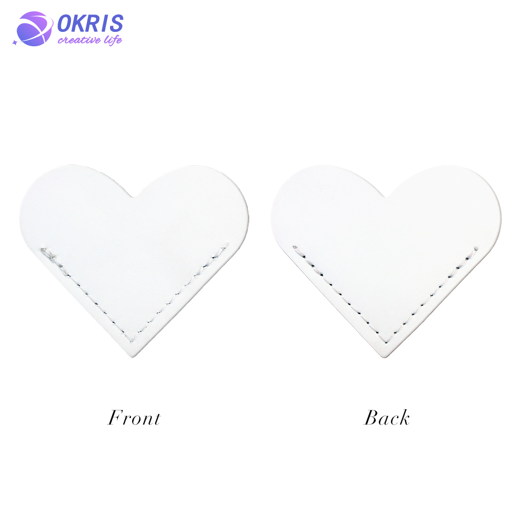 DIY Sublimation Double-Sided Printing PU Leather Corner Bookmark - Heart Shape Blank for Heat Transfer Customization