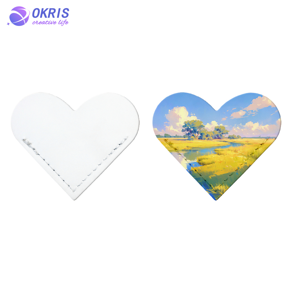 DIY Sublimation Double-Sided Printing PU Leather Corner Bookmark - Heart Shape Blank for Heat Transfer Customization
