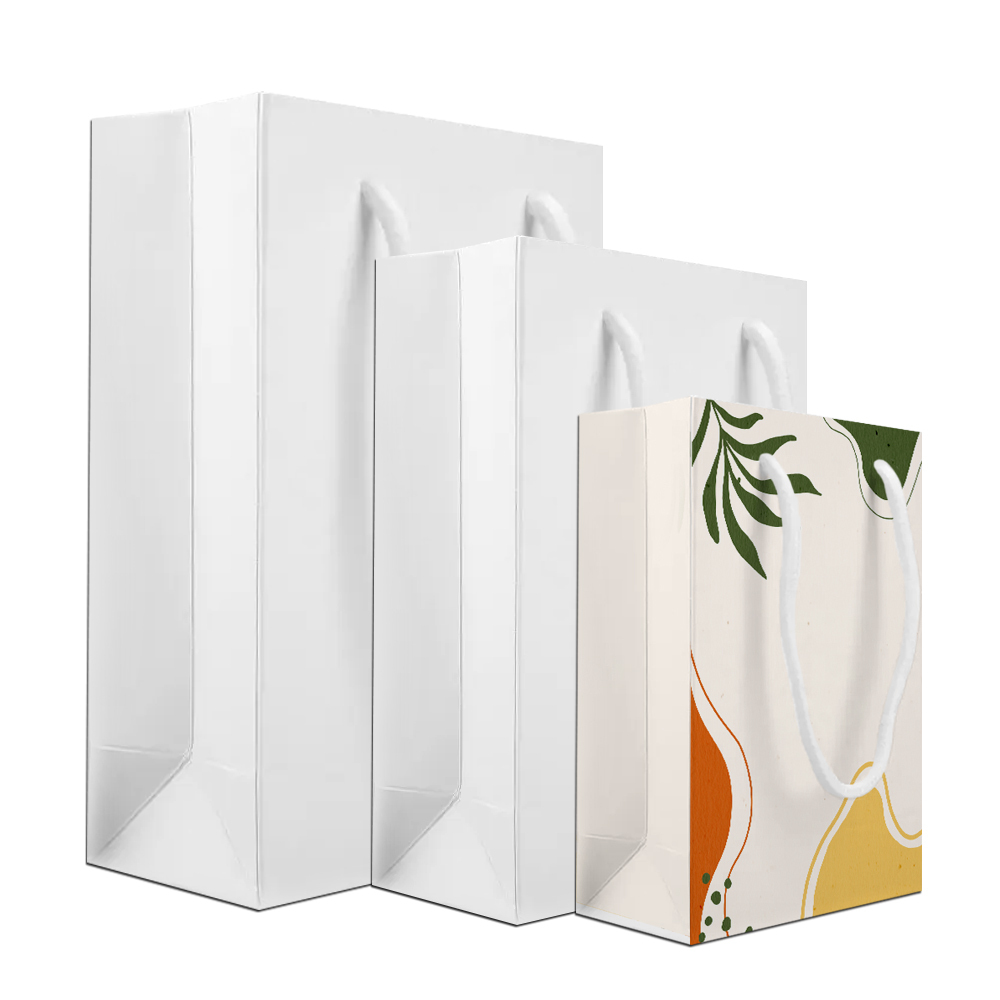 Personalized SublimationWhite Cardboard Shopping Bag with Handle; Reusable Blank Heat Transfer Bag with Various Size