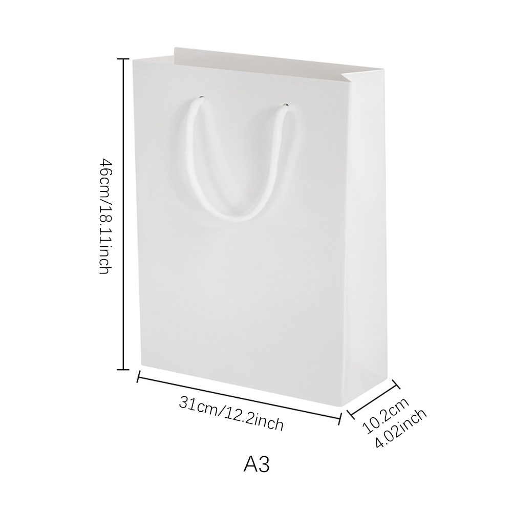Personalized SublimationWhite Cardboard Shopping Bag with Handle; Reusable Blank Heat Transfer Bag with Various Size