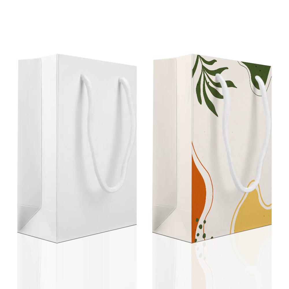 Personalized SublimationWhite Cardboard Shopping Bag with Handle; Reusable Blank Heat Transfer Bag with Various Size