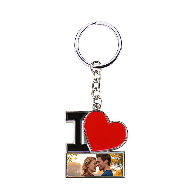 DIY Sublimation Love Keychain - Stainless Steel Heart Keyring with Red Accent, Customizable Metal Keychain for Valentine's Day, Best Friend Gifts & Birthdays