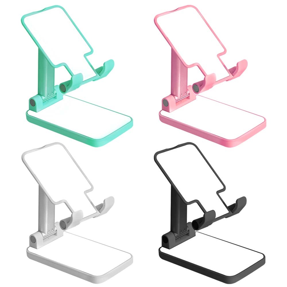 DIY Sublimation Blank Plastic Phone Stand with Metal Base - Heat Transfer Adjustable Foldable Holder for All Smartphones