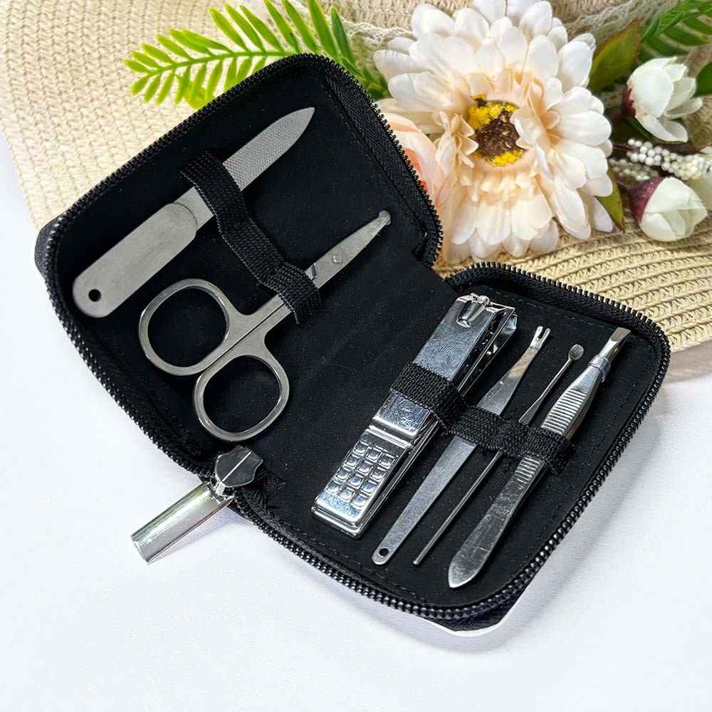 DIY Sublimation PU Leather Manicure Set - Professional Stainless Steel Nail Clipper Kit with Customizable Leather Pouch