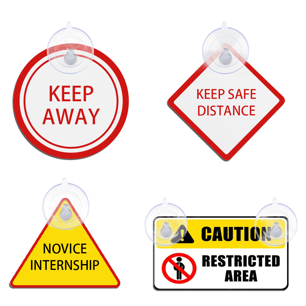 Sublimation Removable & Replaceable Car Safety Warning Sign - Heat Transfer MDF Window Sign with Suction Cup
