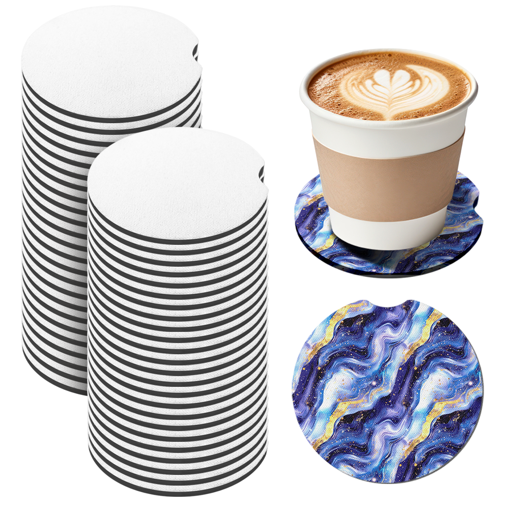 Personalized Sublimation 3mm/5mm Neoprene Car Coaster - Non-Slip Heat Transfer Blank for DIY Craft & Auto Accessories