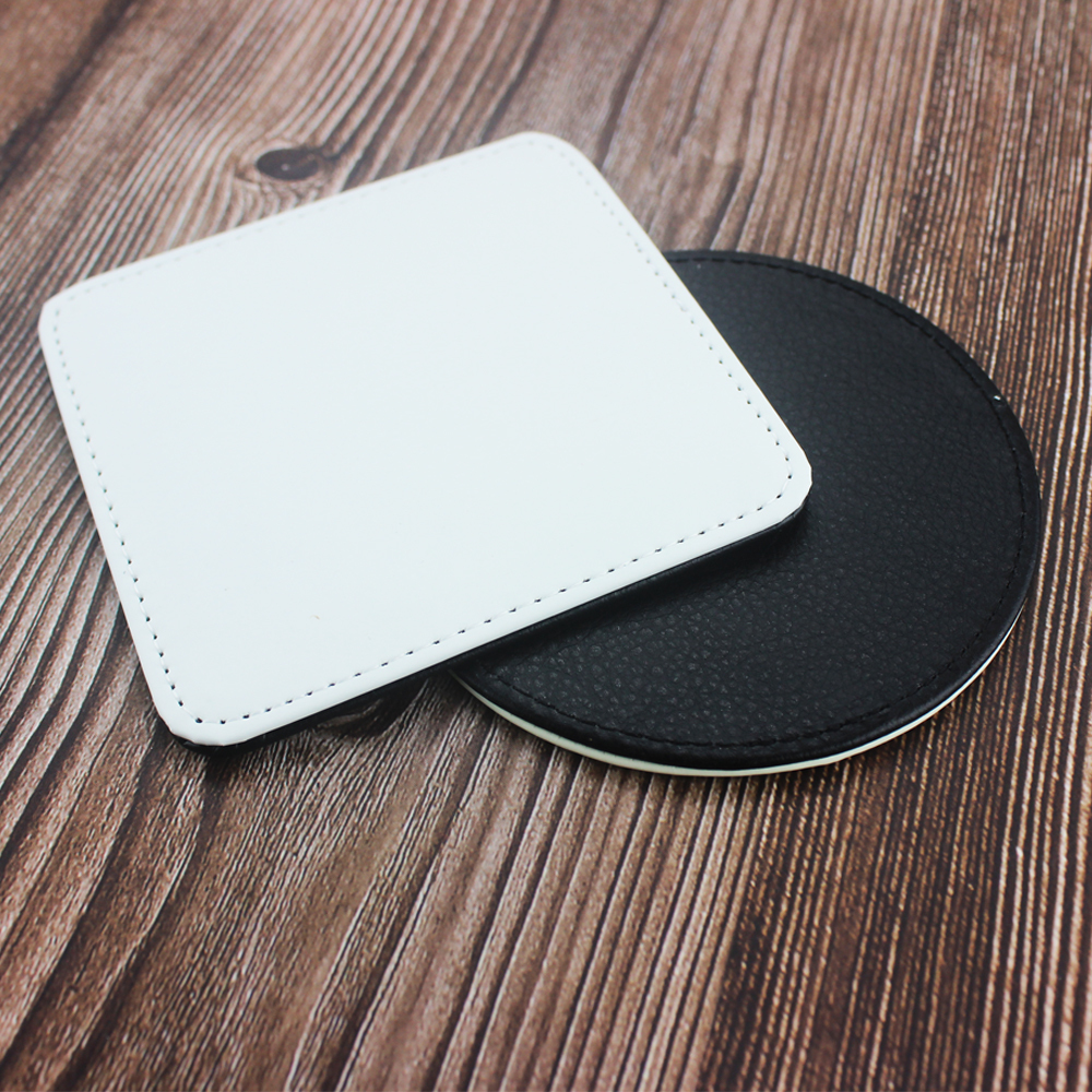 High Quality Diy Pattern Sublimation Blank PU Leather Coaster
