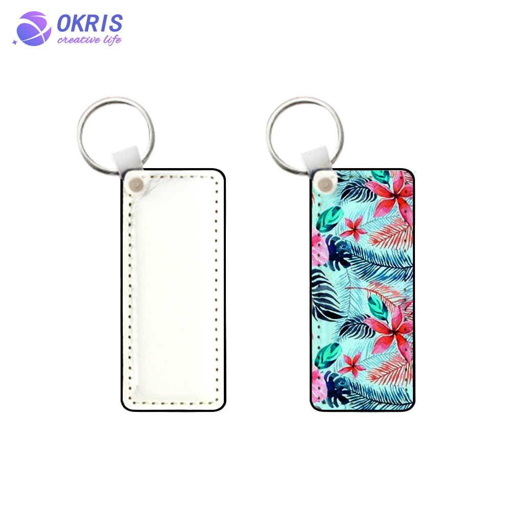 Sublimation PU Leather Double-Sided Printing Keychain - Heat Transfer Blank Keychain with 5 Sizes