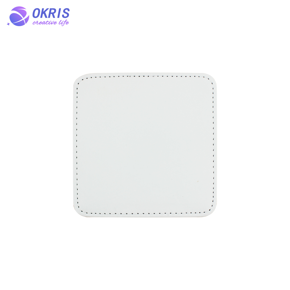 High Quality Diy Pattern Sublimation Blank PU Leather Coaster