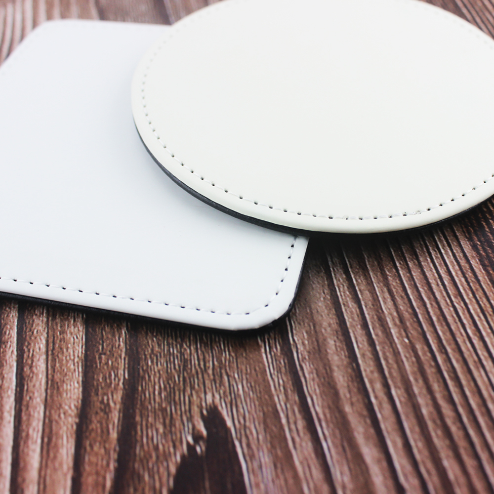 High Quality Diy Pattern Sublimation Blank PU Leather Coaster