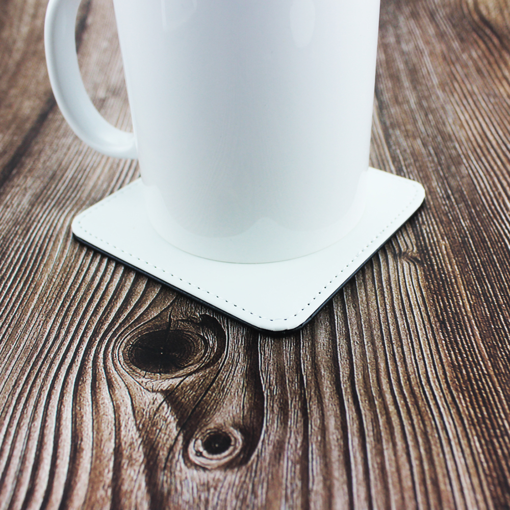 High Quality Diy Pattern Sublimation Blank PU Leather Coaster