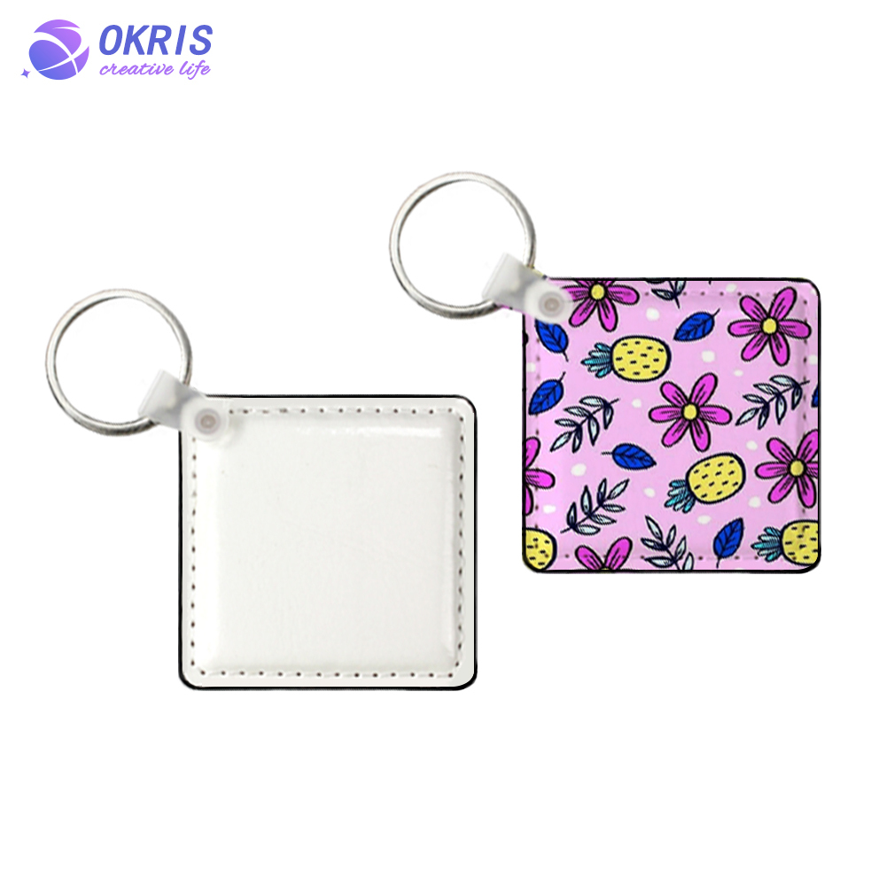 Sublimation PU Leather Double-Sided Printing Keychain - Heat Transfer Blank Keychain with 5 Sizes