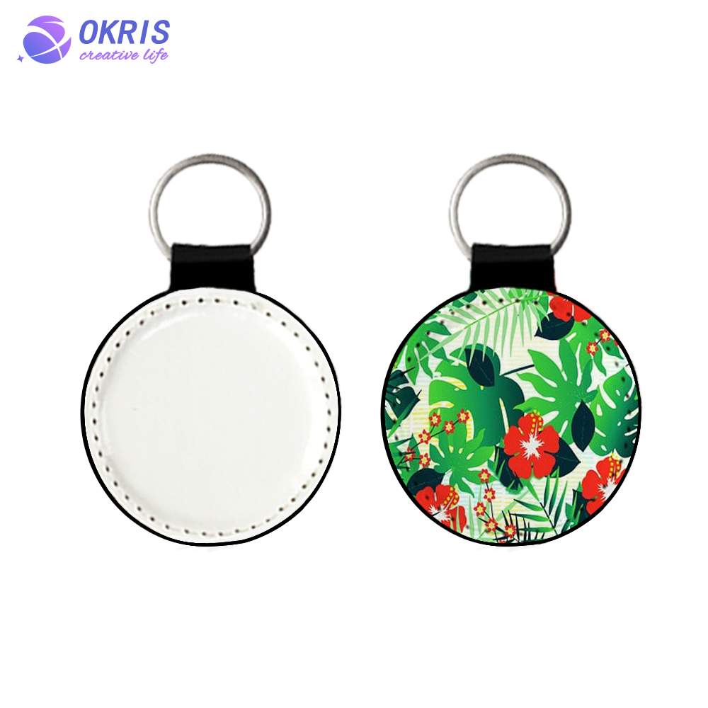 Sublimation PU Leather Double-Sided Printing Keychain - Heat Transfer Blank Keychain with 5 Sizes