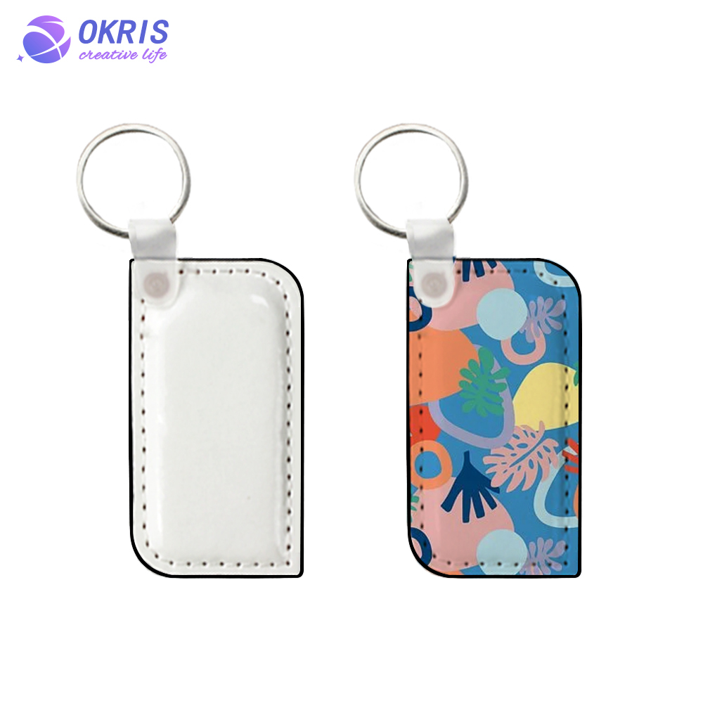 Sublimation PU Leather Double-Sided Printing Keychain - Heat Transfer Blank Keychain with 5 Sizes