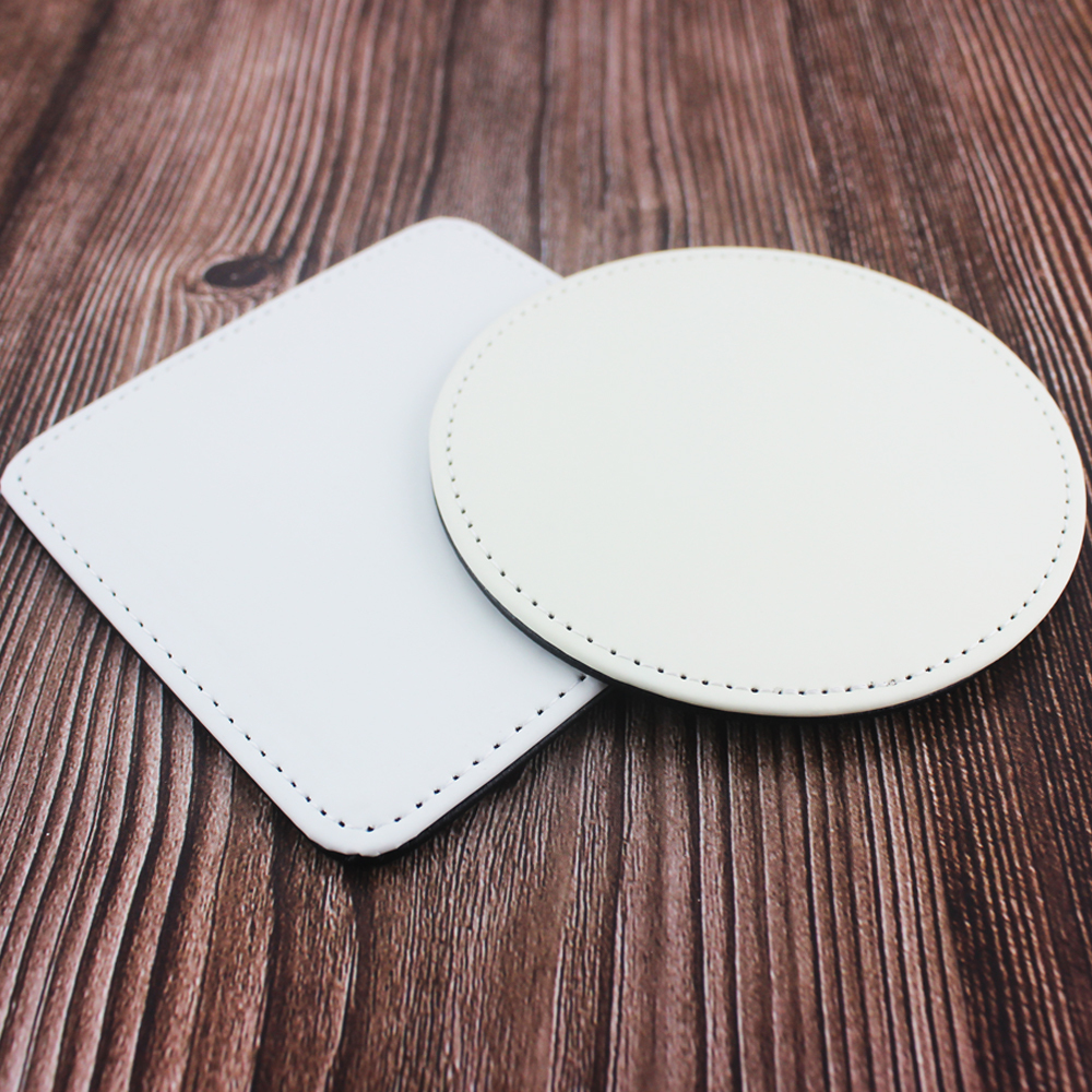 High Quality Diy Pattern Sublimation Blank PU Leather Coaster