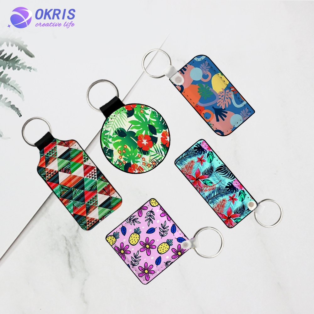 Sublimation PU Leather Double-Sided Printing Keychain - Heat Transfer Blank Keychain with 5 Sizes