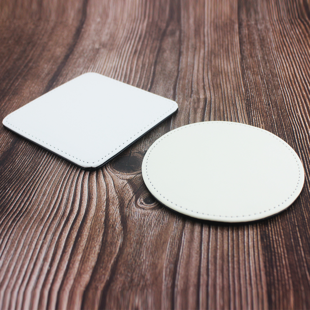 High Quality Diy Pattern Sublimation Blank PU Leather Coaster