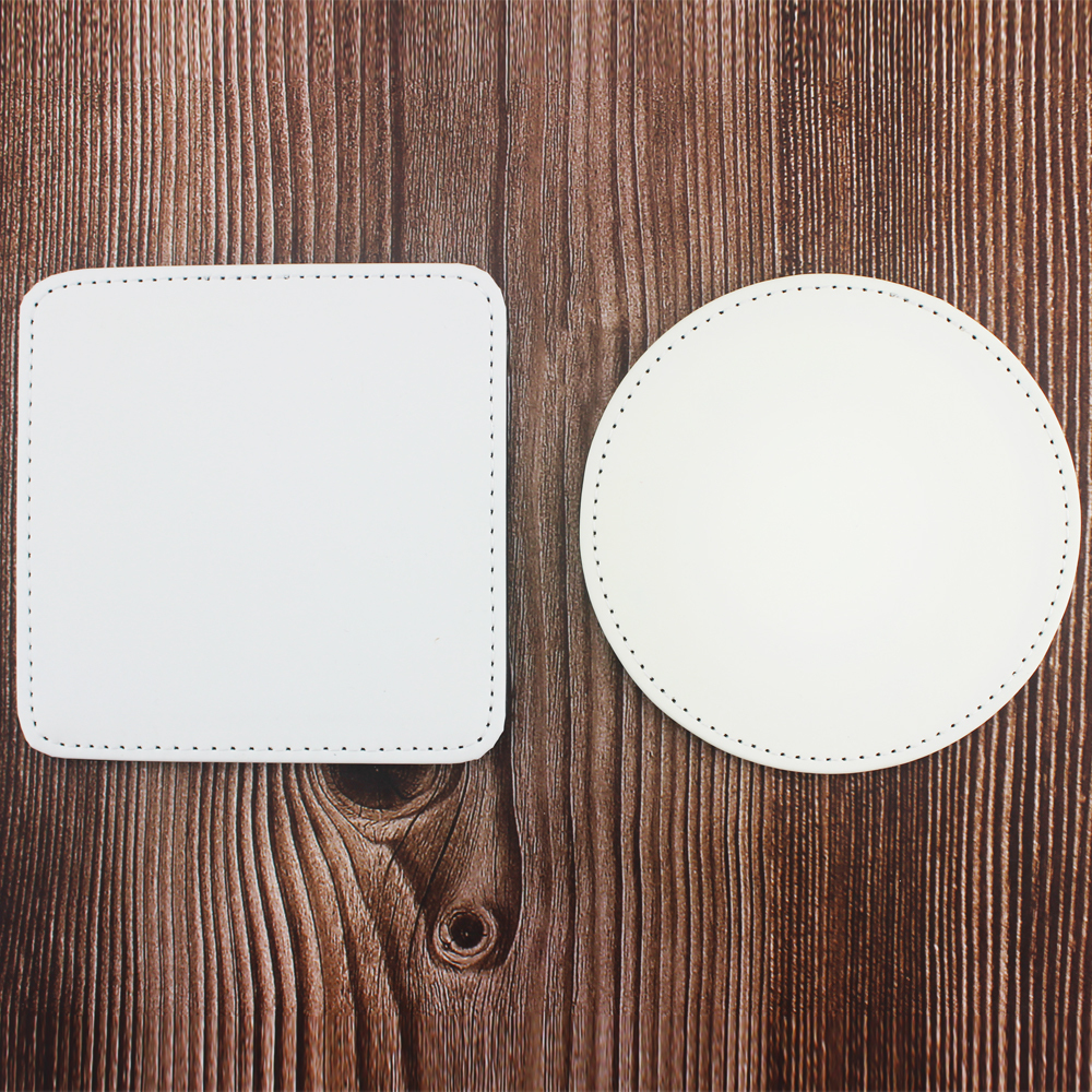 High Quality Diy Pattern Sublimation Blank PU Leather Coaster