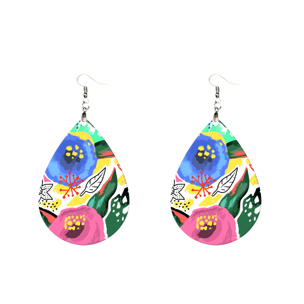 Double-Sides Printing Sublimation Blank MDF Earring Popular DIY Heat Transfer MDF Earring With 33 Different Design