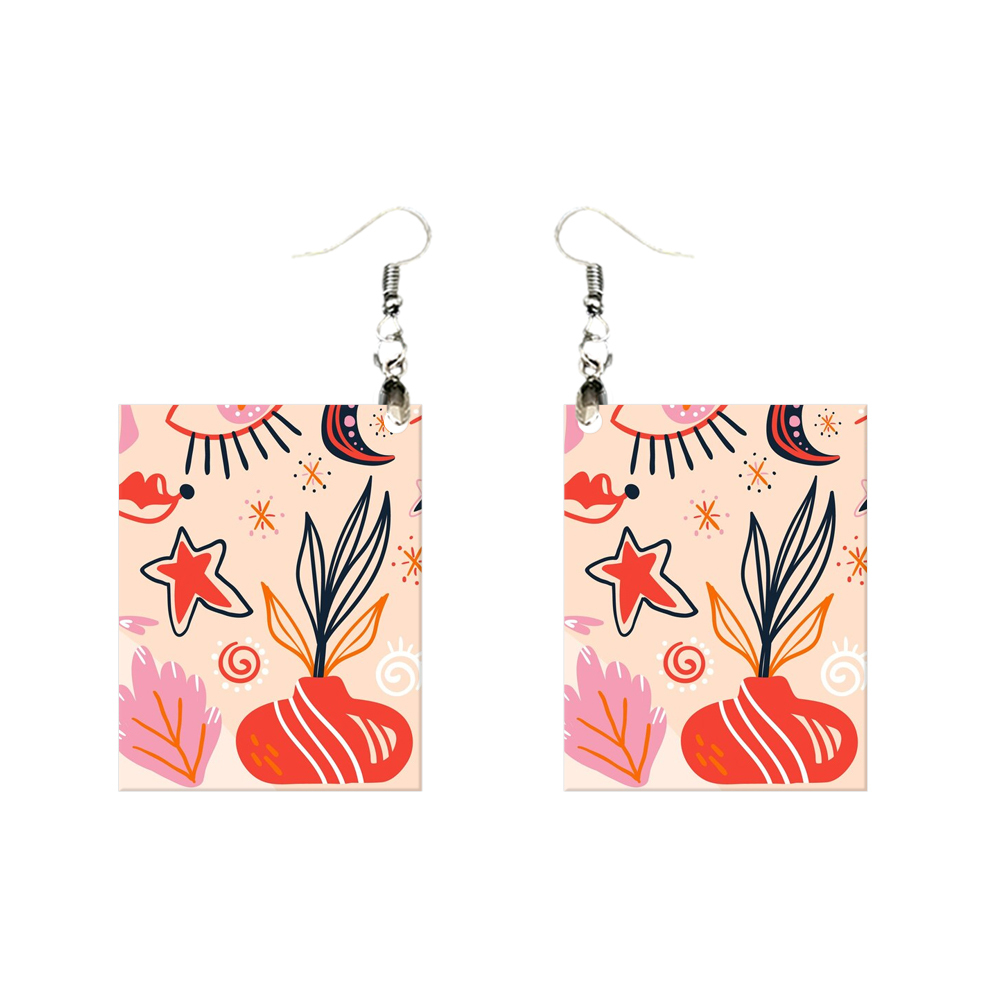 Double-Sides Printing Sublimation Blank MDF Earring Popular DIY Heat Transfer MDF Earring With 33 Different Design