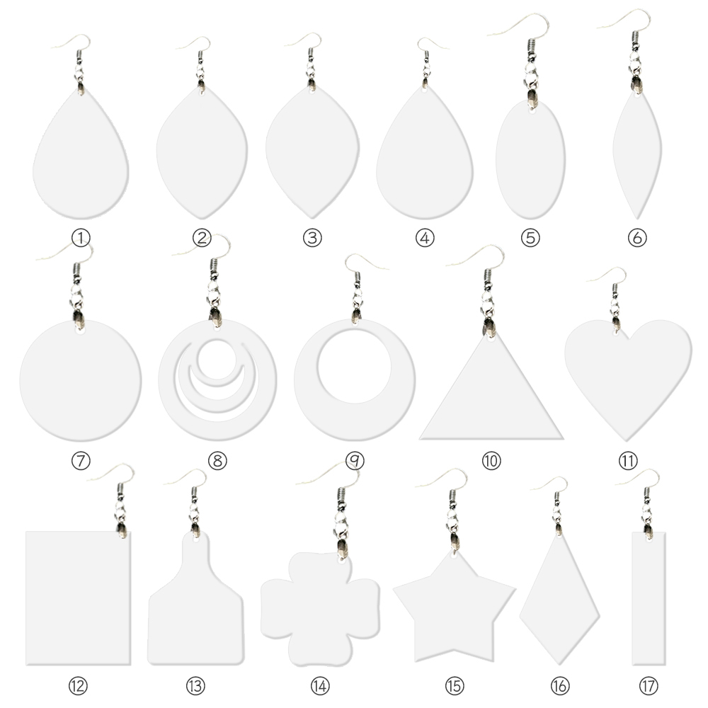 Double-Sides Printing Sublimation Blank MDF Earring Popular DIY Heat Transfer MDF Earring With 33 Different Design