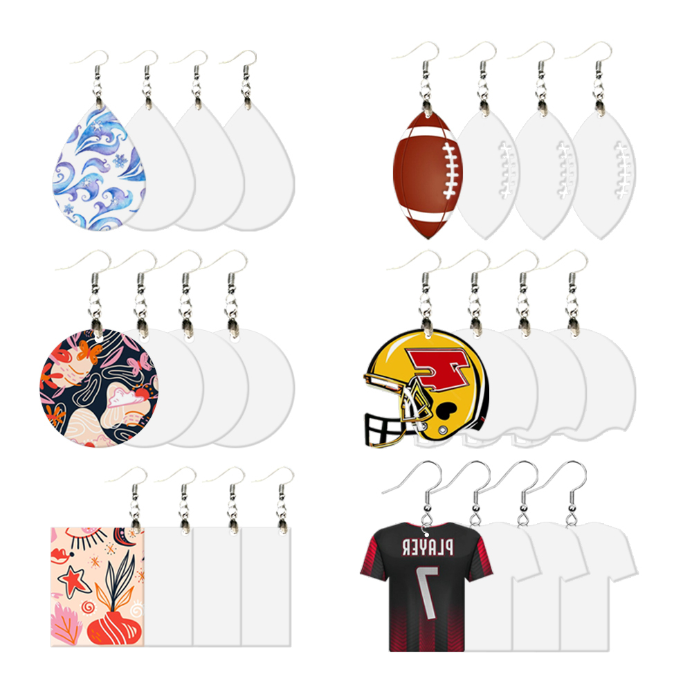 Double-Sides Printing Sublimation Blank MDF Earring Popular DIY Heat Transfer MDF Earring With 33 Different Design
