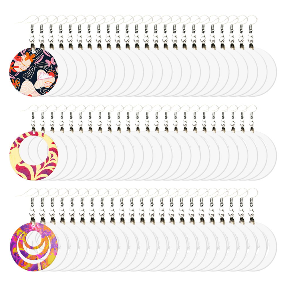 Double-Sides Printing Sublimation Blank MDF Earring Popular DIY Heat Transfer MDF Earring With 33 Different Design
